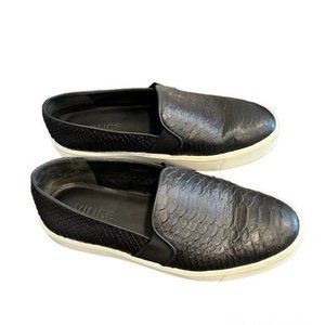 VINCE Berlin Snake Embossed Slip On Sneaker in Black Size 6.5